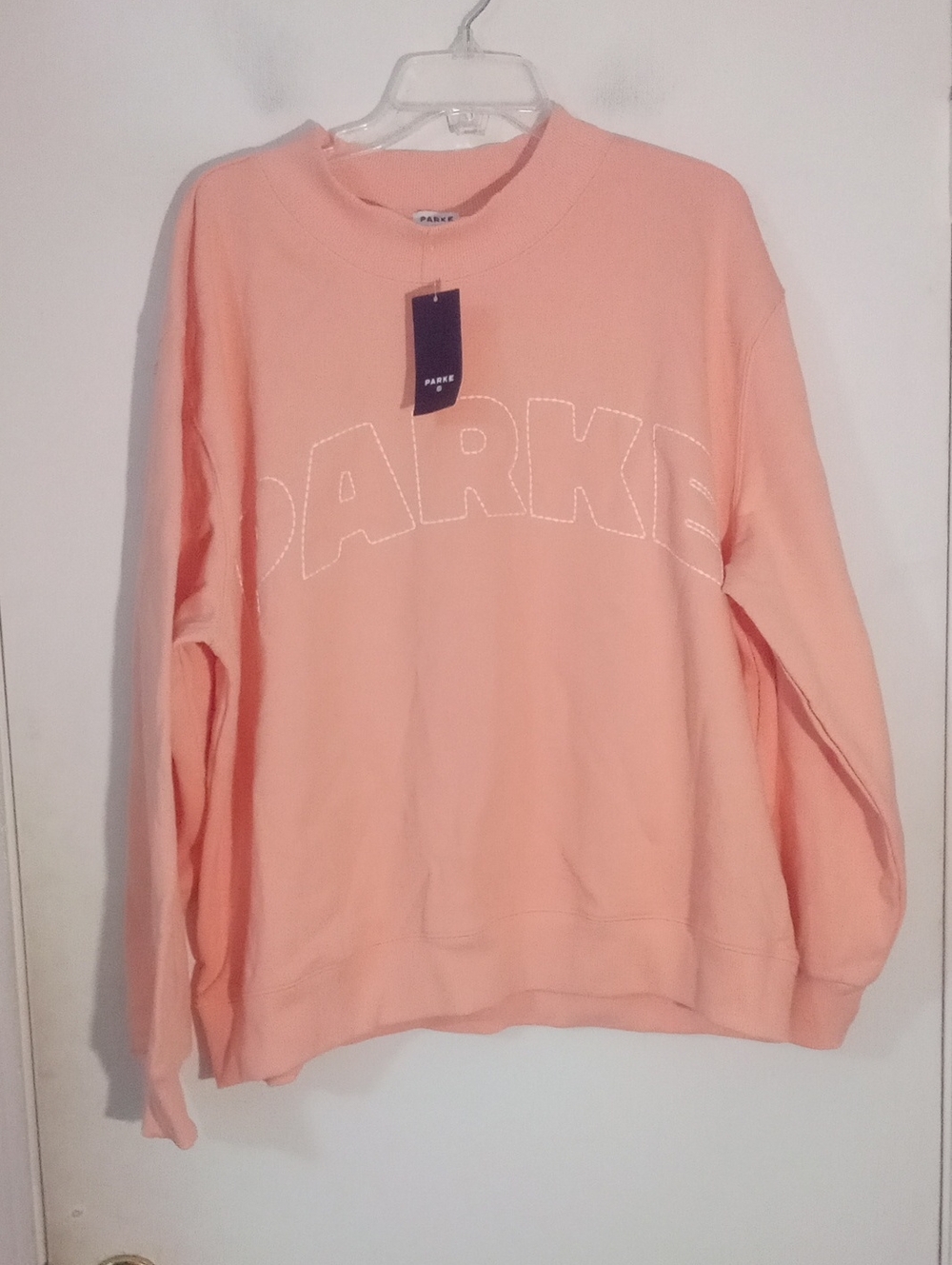 * Parke Orange Peach Crewneck Sweatshirt L/XL NWT